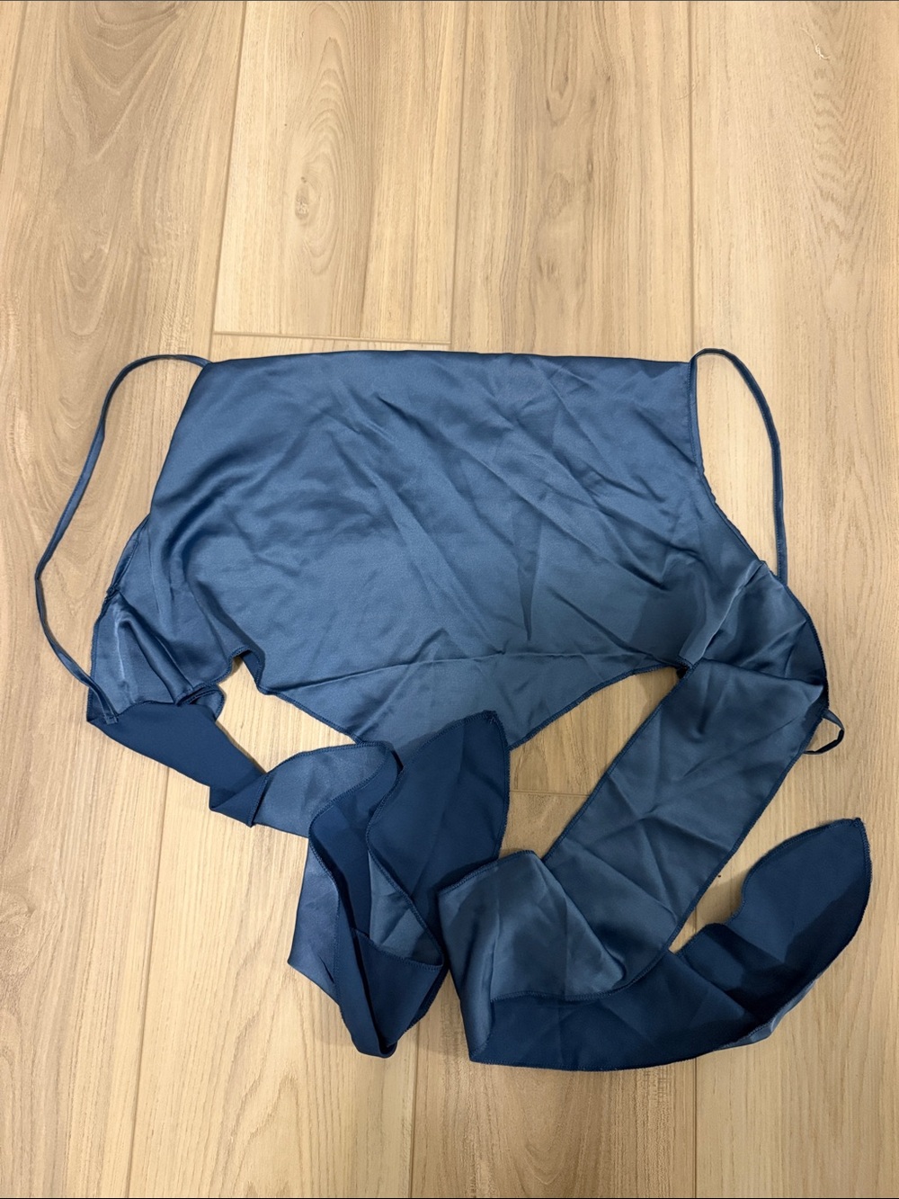 Silky Navy Blue Tie Top